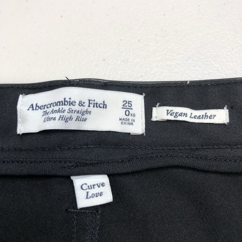 Abercrombie Fitch Vegan Leather Straight Ultra High Rise Curve Love Pants 25 - Picture 7 of 11